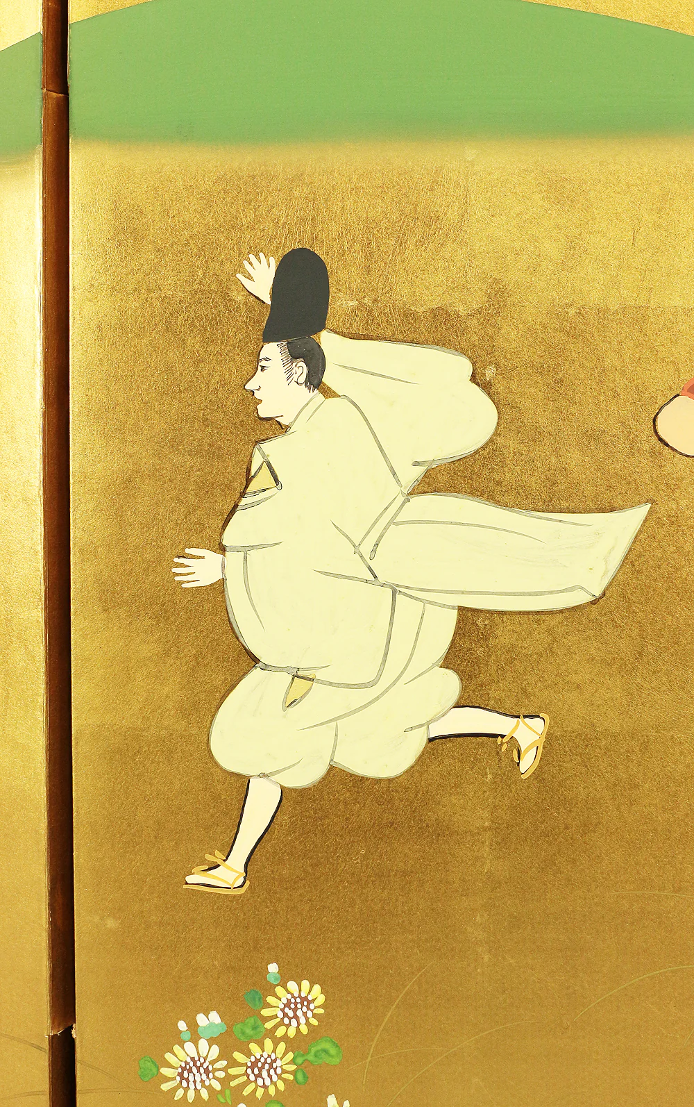 村田有因 Murata Yuin Japanese gold-leaf room divider Byobu 4 panels Folding screen / Genji Monogatari (Tale of the Genji) V648 - Image 9