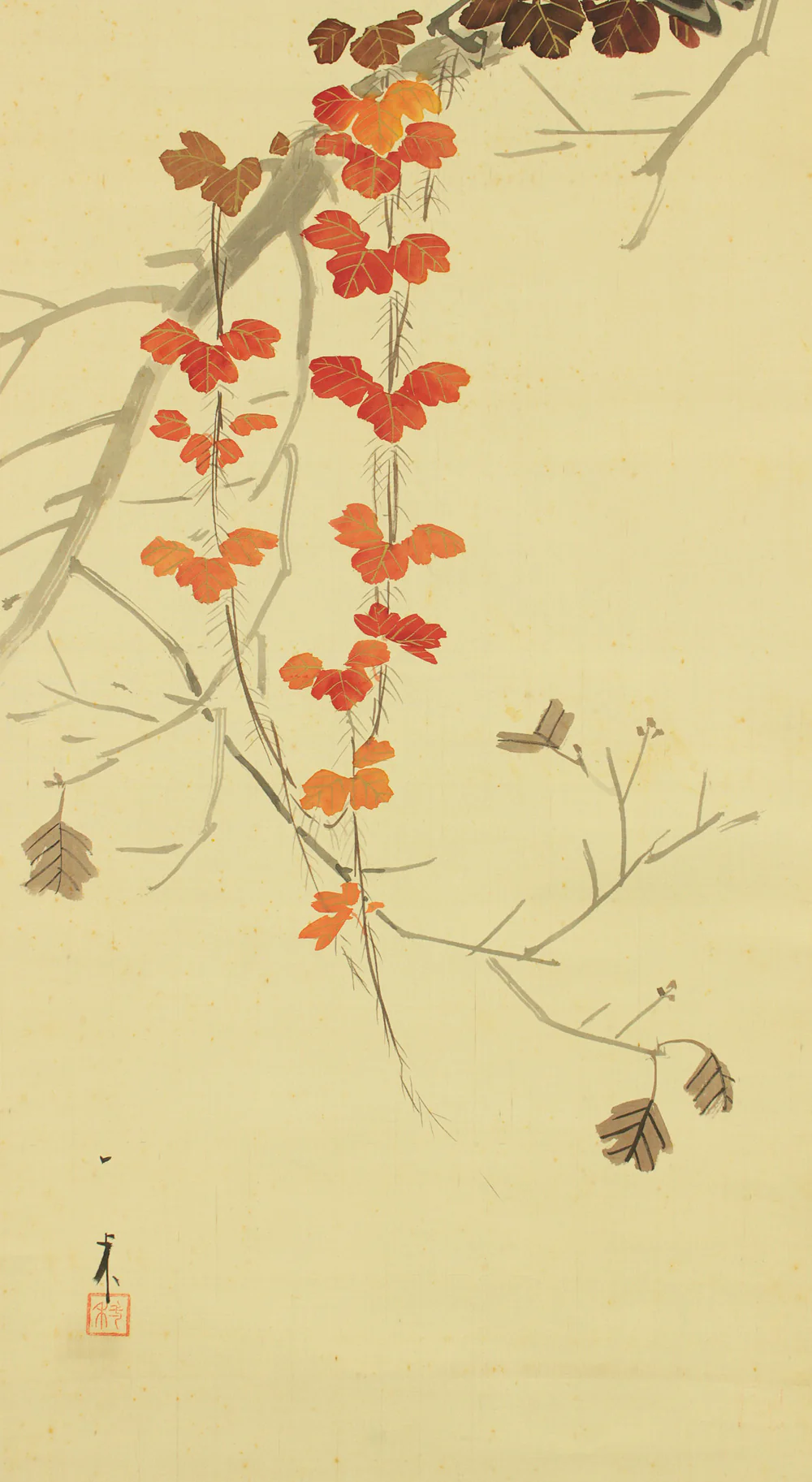 長井一禾 Nagai Ikka (1869-1940) Japanese art kakejiku kakemono wall hanging scroll / Maple Tree and Two Raven Crow with Box RD571 - Image 9