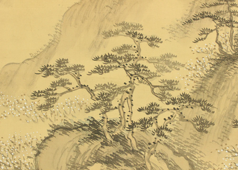 長坂雲在 Nagasaka Unzai (1848-1906) Japanese art kakejiku kakemono wall hanging scroll / Plum Grove Landscape, Boat, Watermill, and Country Houses with Box RD806 - Image 12