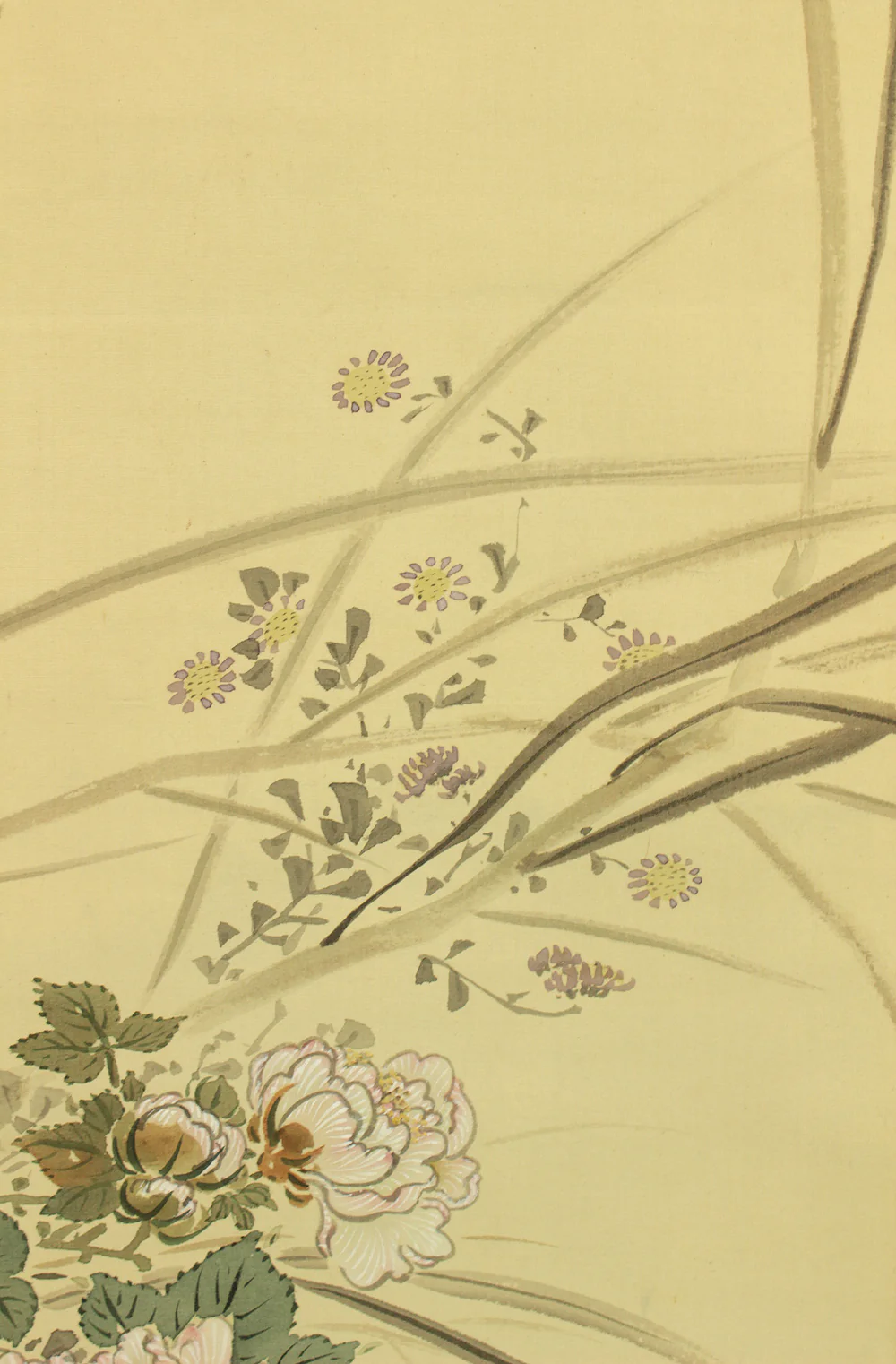 内藤天来 Naito Tenrai (1886-1978) Japanese art Kakejiku Kakemono wall Hanging Scroll / Silver Grass, Peonies, Chrysanthemums, and Kingfisher with Original Box (Tomobako) RD666 - Image 10