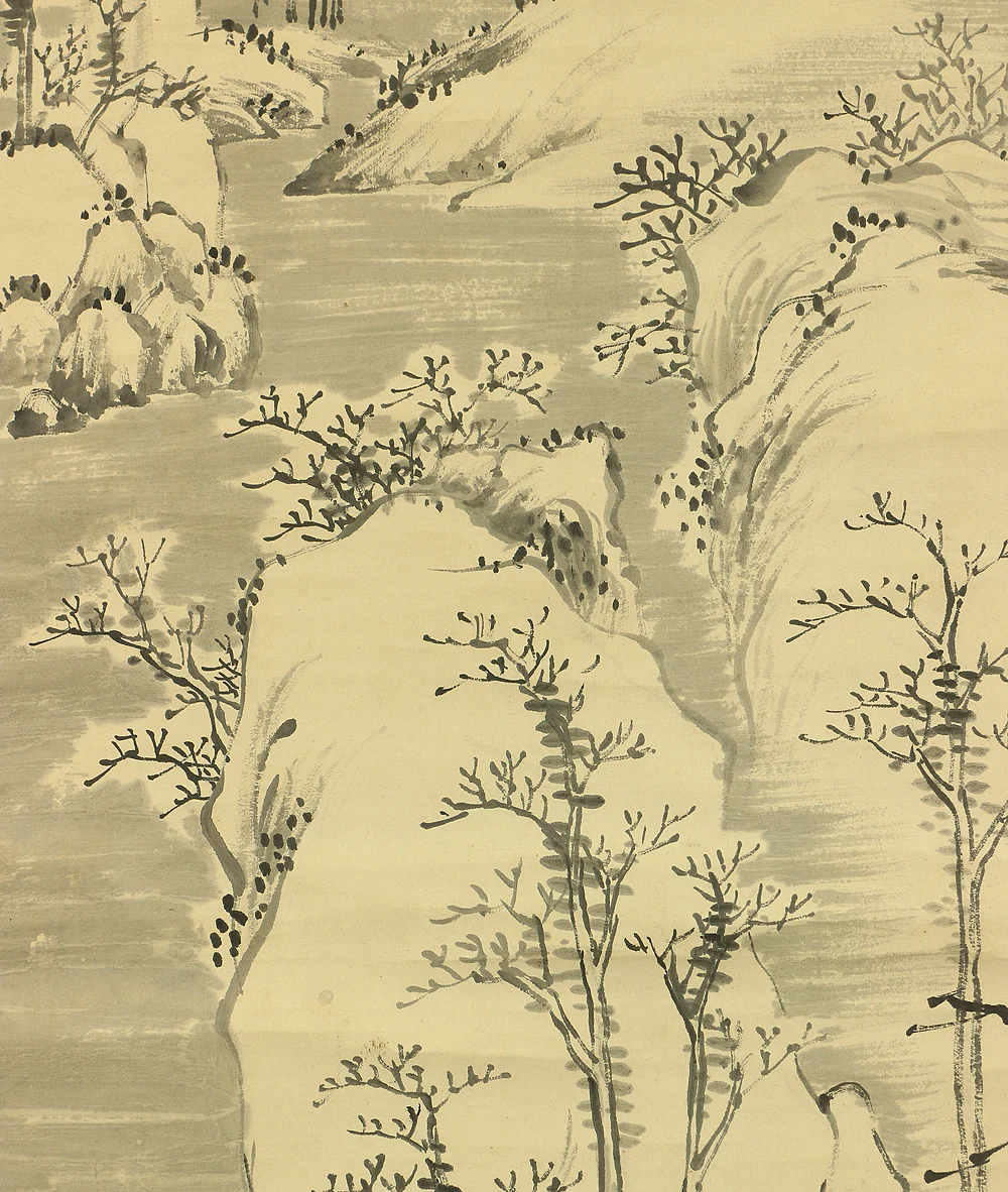 中林竹渓 Nakabayashi Chikkei (1816-1867) Japanese art kakejiku kakemono wall hanging scroll / Snow Landscape, Traveler, Mountain and River with Box RA511 - Image 11