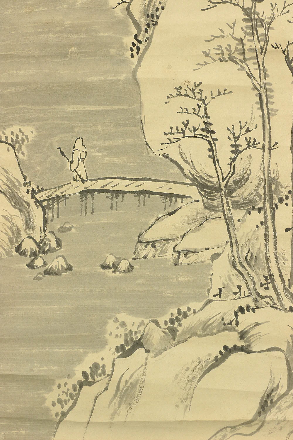 中林竹渓 Nakabayashi Chikkei (1816-1867) Japanese art kakejiku kakemono wall hanging scroll / Snow Landscape, Traveler, Mountain and River with Box RA511 - Image 12