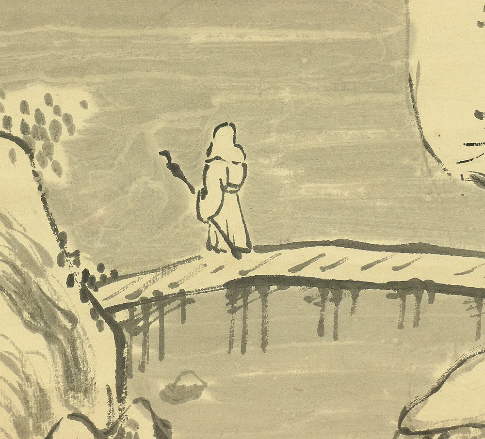 中林竹渓 Nakabayashi Chikkei (1816-1867) Japanese art kakejiku kakemono wall hanging scroll / Snow Landscape, Traveler, Mountain and River with Box RA511 - Image 13