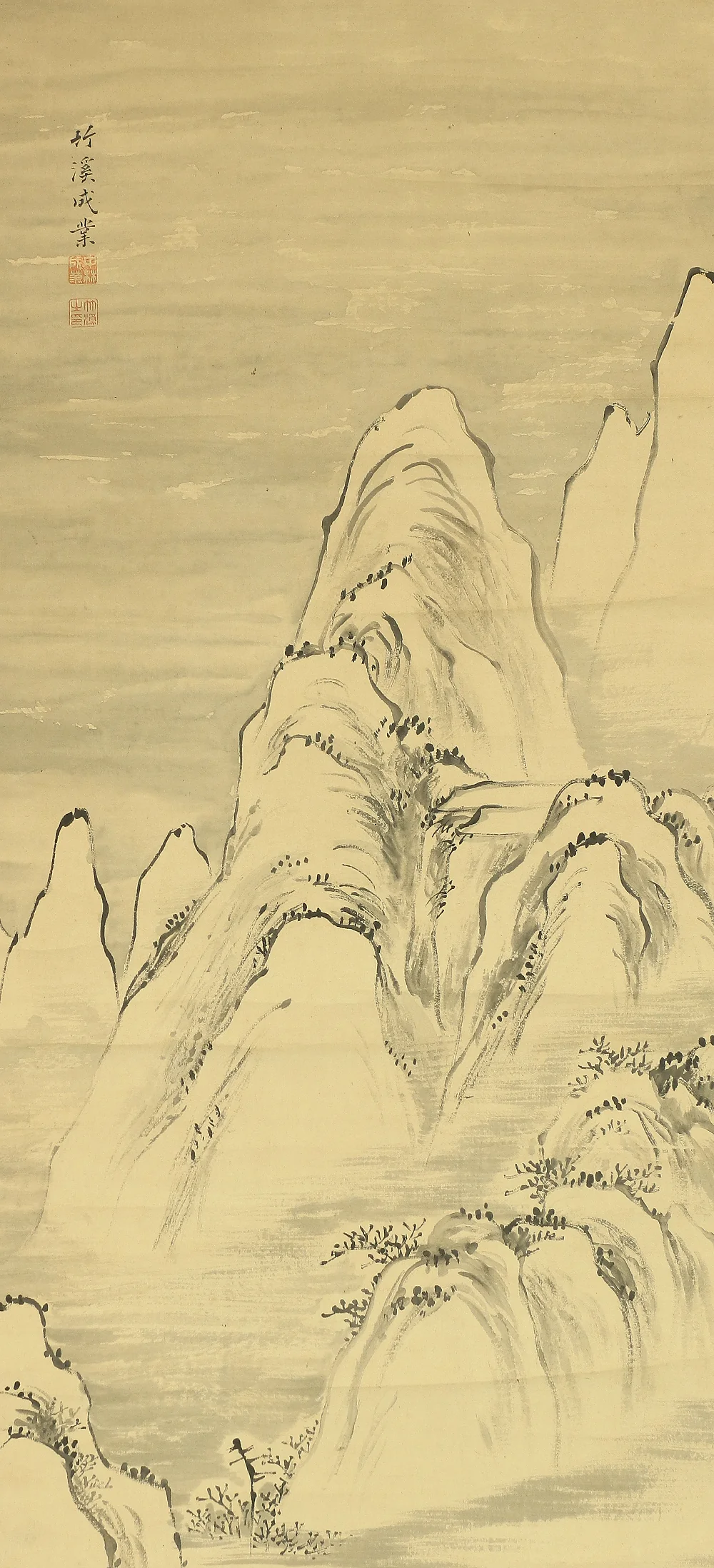 中林竹渓 Nakabayashi Chikkei (1816-1867) Japanese art kakejiku kakemono wall hanging scroll / Snow Landscape, Traveler, Mountain and River with Box RA511 - Image 5