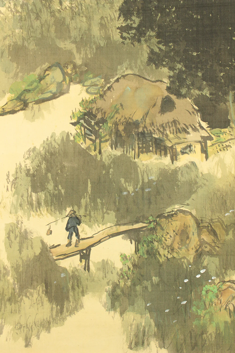 中島春鴎 Nakajima Shuno (1887-1962) Japanese art kakejiku kakemono wall hanging scroll / Landscape on Moonlit Nights with Original Box (Tomobako) RD328 - Image 10