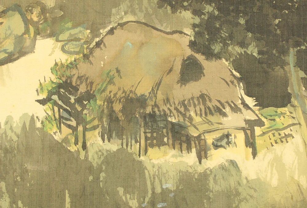 中島春鴎 Nakajima Shuno (1887-1962) Japanese art kakejiku kakemono wall hanging scroll / Landscape on Moonlit Nights with Original Box (Tomobako) RD328 - Image 11