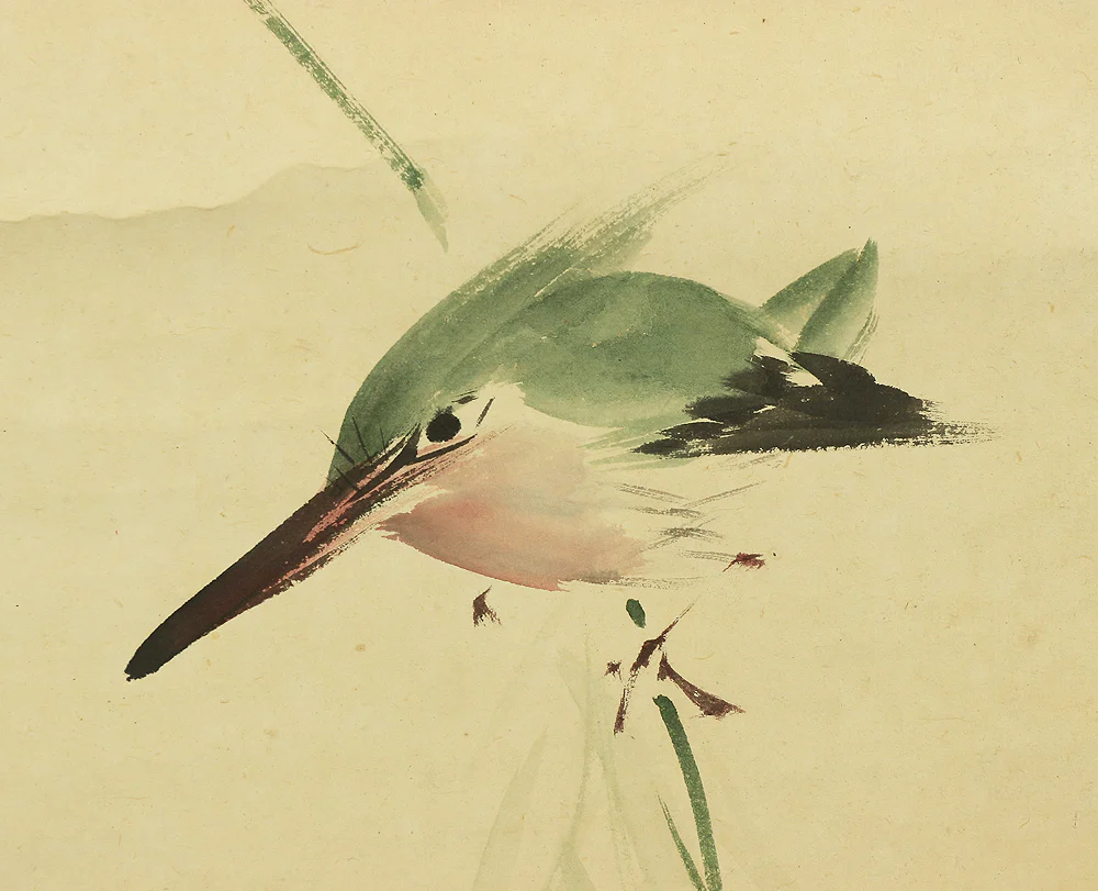 中村文彬 Nakamura Bunpin (around 1750-1800) Japanese antique art kakejiku kakemono wall hanging scroll / Kingfisher and Willow RA578 - Image 7