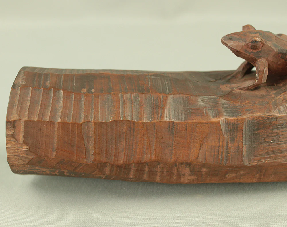 中村直人 Nakamura Naondo (1905-1981) Frog on Driftwood - Wood Carving Okimono Figurine with Original Box (Tomobako) VA745 - Image 10