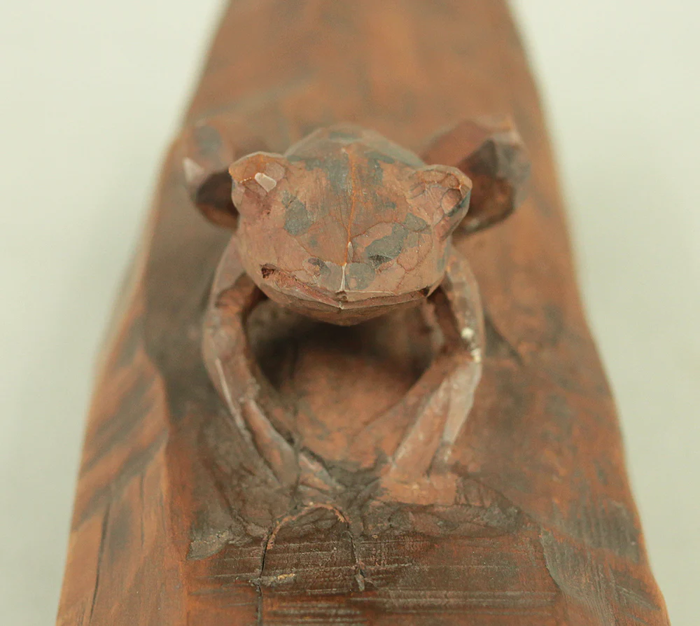 中村直人 Nakamura Naondo (1905-1981) Frog on Driftwood - Wood Carving Okimono Figurine with Original Box (Tomobako) VA745 - Image 14