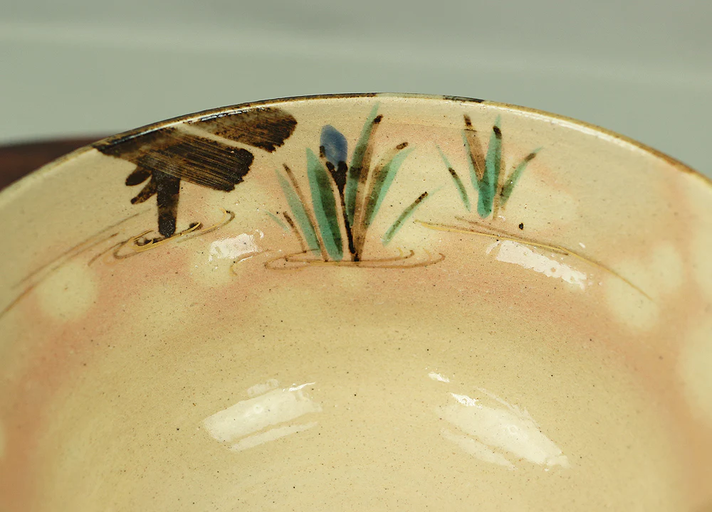 中村能休 Nakamura Nokyu Kyo ware Kenzan style 'Iris' Tea Bowl with Original Box (Tomobako) Japanese tea ceremony utensil V973 - Image 13