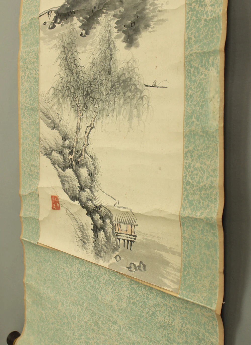 中島梅岳 Nakashima Baigaku (1846-1931) Japanese art kakejiku kakemono wall hanging scroll / Sansui Landscapes Mountains Rivers Fishermen Willow RC166 - Image 17