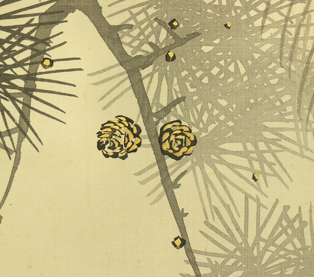 根本雪篷 Nemoto Sepou (b1878) Japanese antique art kakejiku kakemono wall hanging scroll / Two Peafowls Perching on Old Pine Tree with Orignal Box (Tomobako) RA707 - Image 16