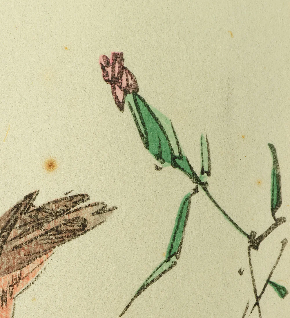 新村月荘 Niimura Gesso Japanese Woodblock Print (Reprint) Dianthus and Plover - 136/450 OW395 - Image 6