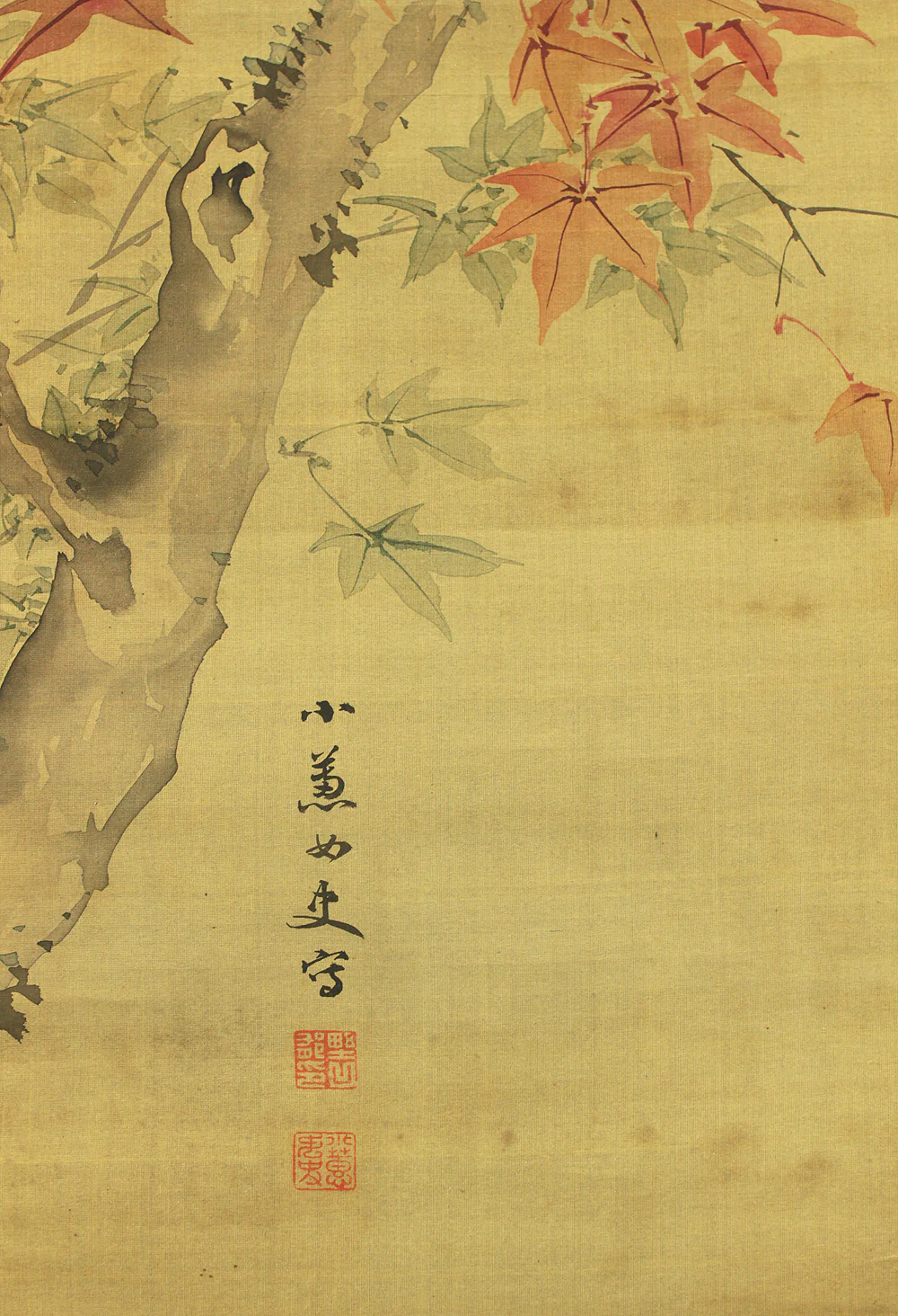 野口小蕙 Noguchi Shokei (1878-1945) Japanese art kakejiku kakemono wall hanging scroll / Autumn Beautiful Red Leaves RC975 - Image 11