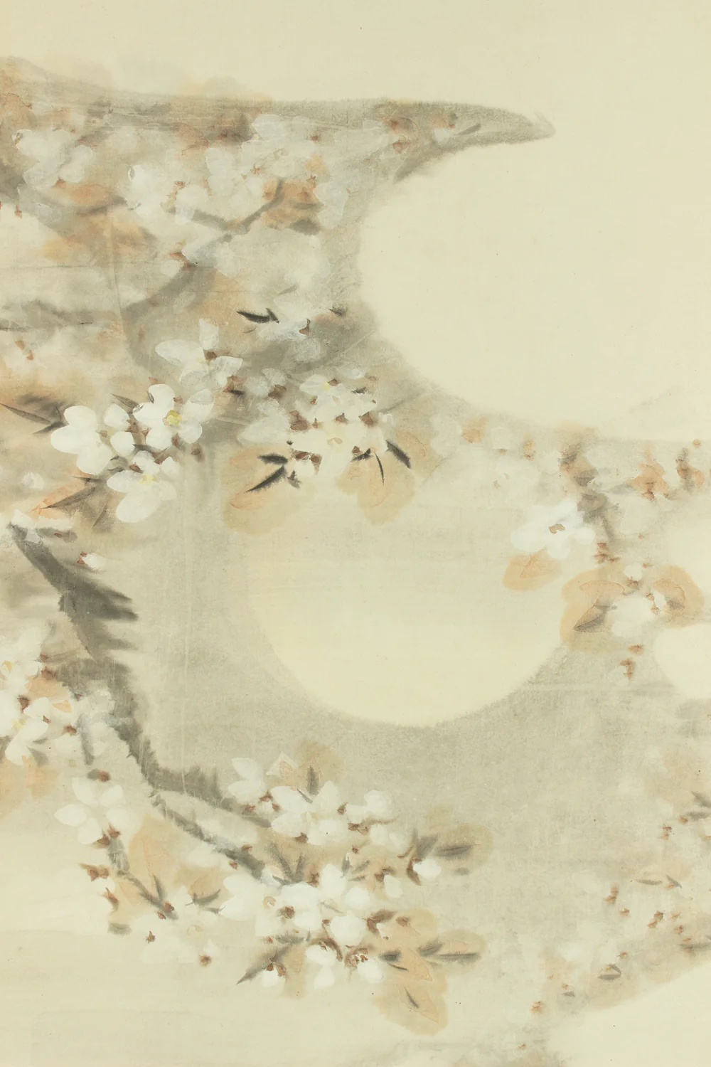 野口幽谷 Noguchi Yukoku (1825-1898) Japanese art kakejiku kakemono wall hanging scroll / Moon and Cherry Blossoms with Box RD730 - Image 5