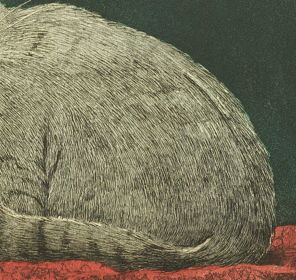 乗兼広人 Norikane Hiroto (b 1949) Etching 甘え (Amae) Togetherness - Two Black Cats and Blowfish 3/75 - 1989 NW484 - Image 15