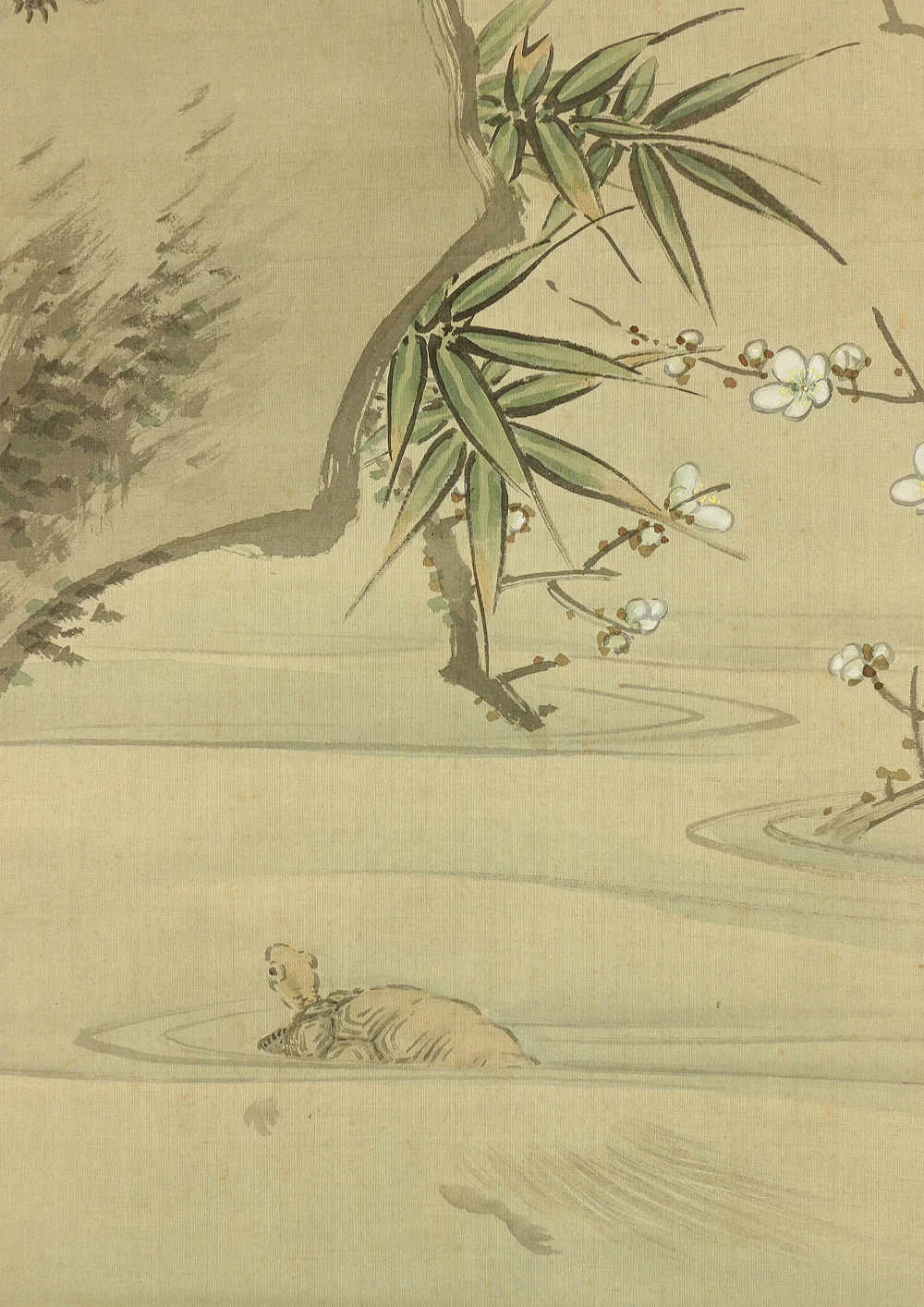 大庭学僊 Ōba Gakusen (1820-1899) Japanese antique art Paired kakejiku kakemono wall hanging scrolls / Cranes and Turtles Celebrating Longevity - The Symbol of Good Fortune, Pine, Bamboo, and Plum with Box RC752 - Image 25