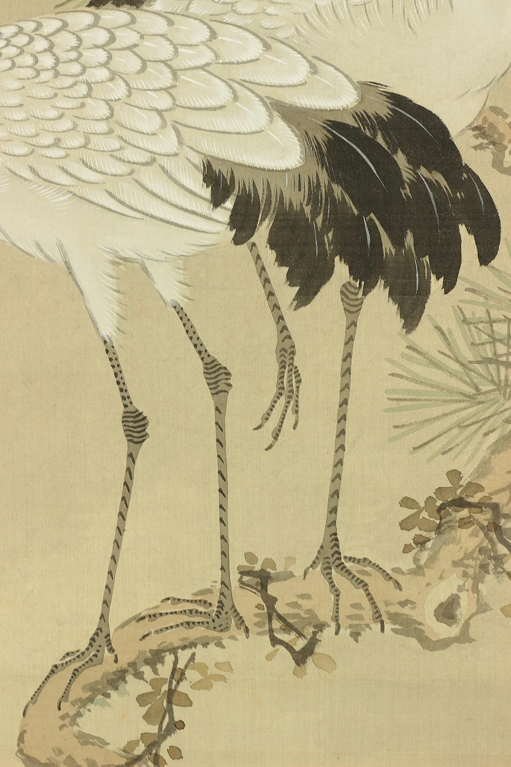 大庭学僊 Ōba Gakusen (1820-1899) Japanese antique art Paired kakejiku kakemono wall hanging scrolls / Cranes and Turtles Celebrating Longevity - The Symbol of Good Fortune, Pine, Bamboo, and Plum with Box RC752 - Image 8