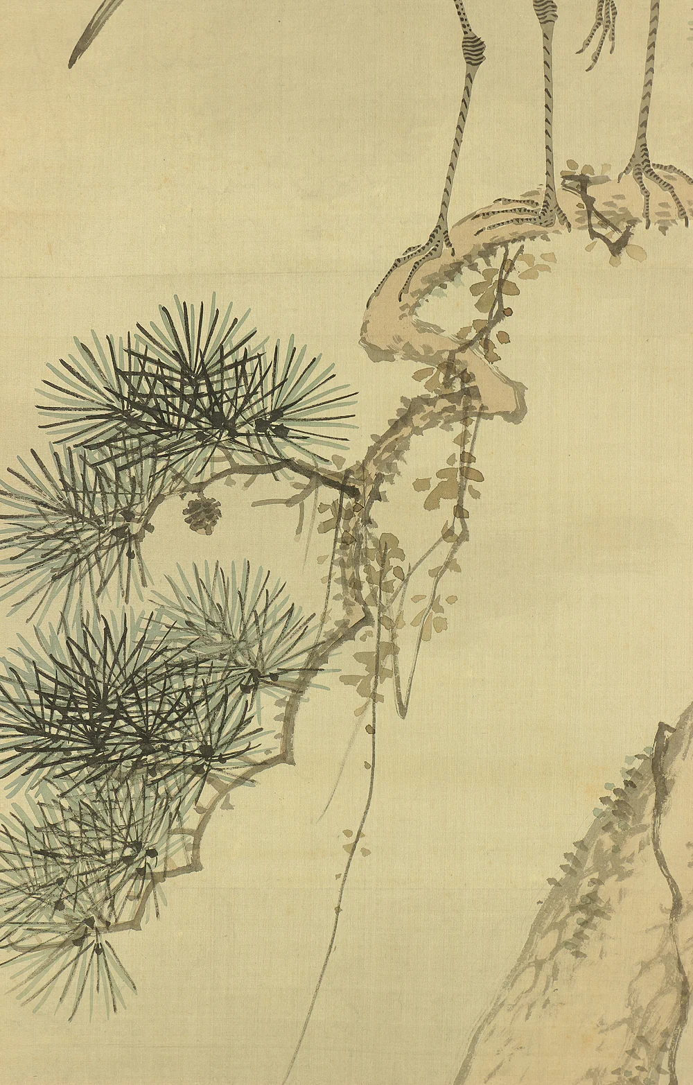 大庭学僊 Ōba Gakusen (1820-1899) Japanese antique art Paired kakejiku kakemono wall hanging scrolls / Cranes and Turtles Celebrating Longevity - The Symbol of Good Fortune, Pine, Bamboo, and Plum with Box RC752 - Image 9
