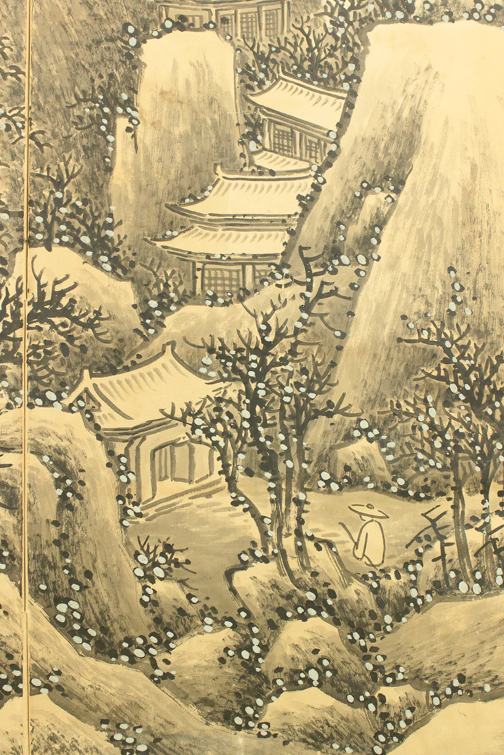 大橋廉堂 Ohashi Kendo (1897-1951) Two Panels Folding Screens Byobu Room Dividers / Winter Landscape Sansui VA749 - Image 15