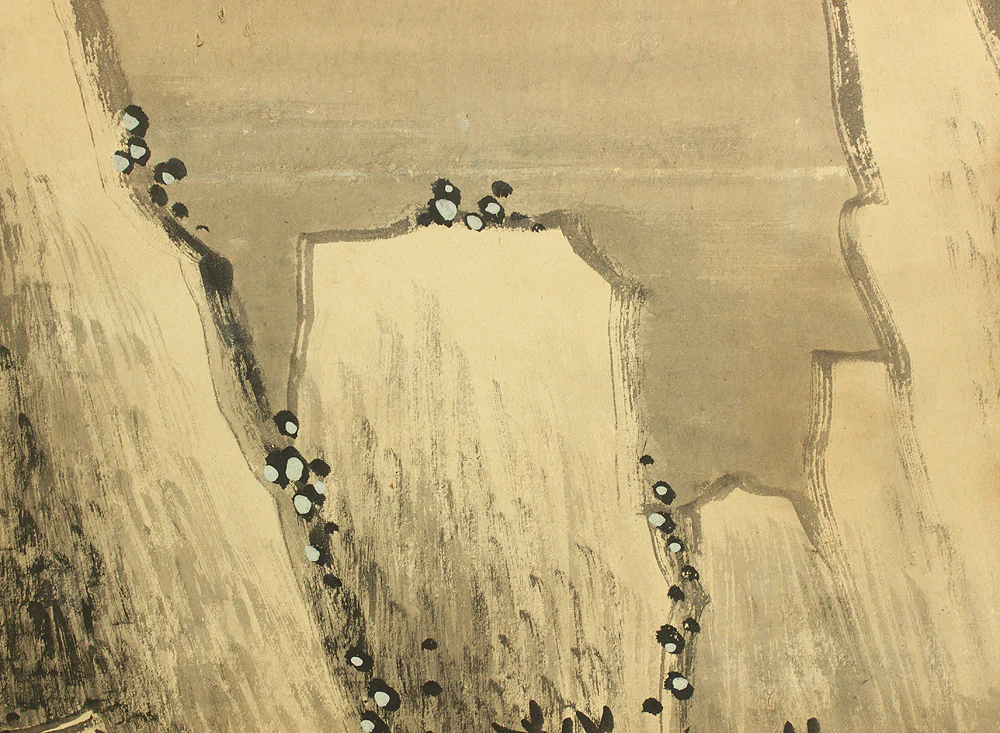 大橋廉堂 Ohashi Kendo (1897-1951) Two Panels Folding Screens Byobu Room Dividers / Winter Landscape Sansui VA749 - Image 9