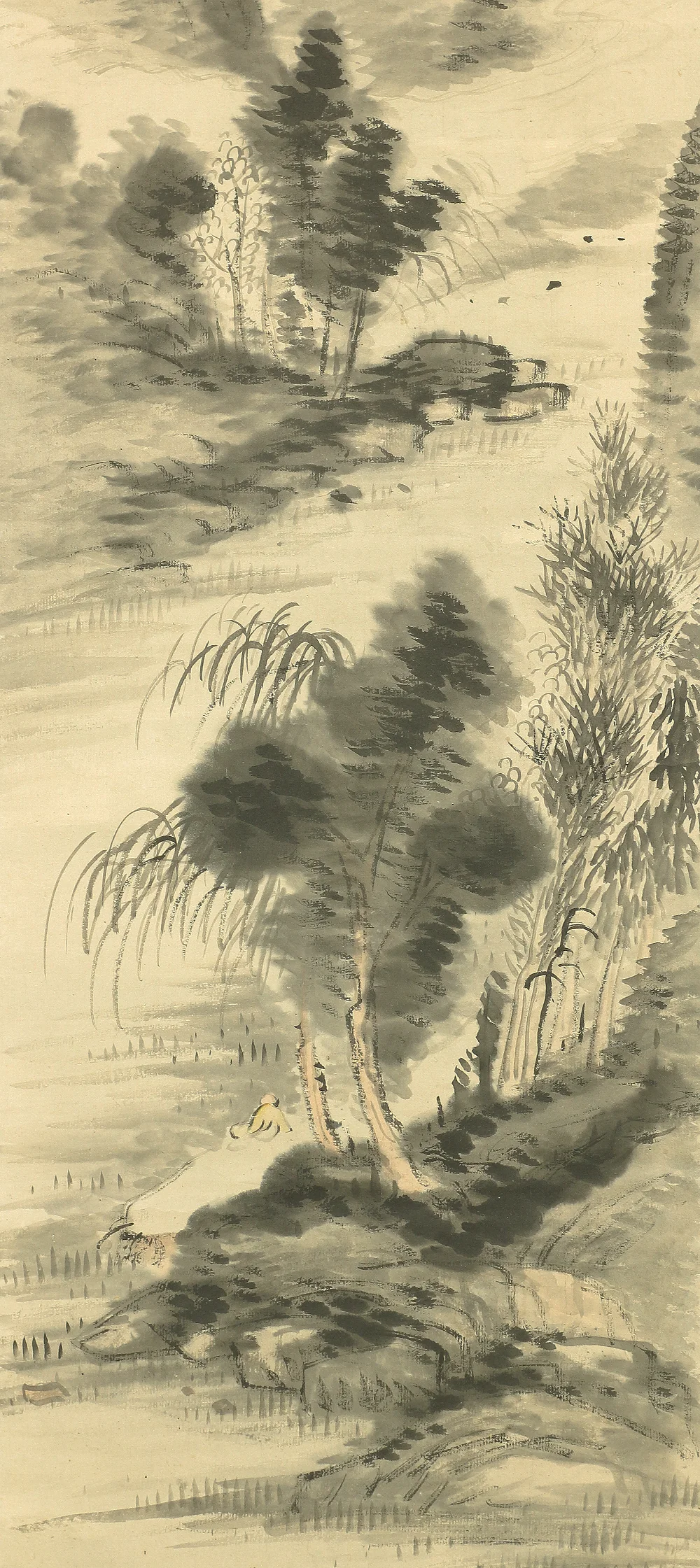 岡田半江 Okada Hanko (1782-1846) Japanese antique art kakejiku kakemono wall hanging scroll / Ink Brush Sage Landscape Sansui A486 - Image 7