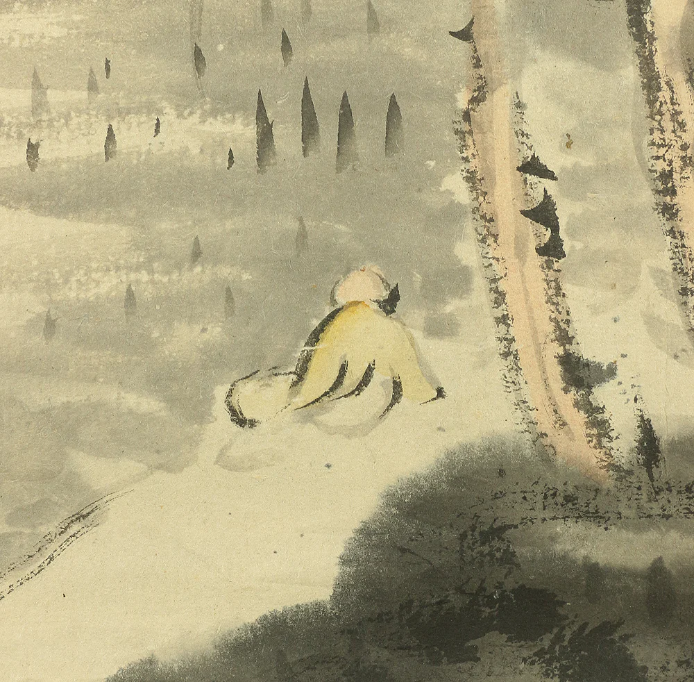 岡田半江 Okada Hanko (1782-1846) Japanese antique art kakejiku kakemono wall hanging scroll / Ink Brush Sage Landscape Sansui A486 - Image 9