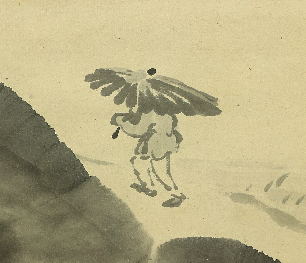 岡田半江 Okada Hanko (1782-1846) Japanese antique art kakejiku kakemono wall hanging scroll / Rainy Riverside Sansui Landscape RA653 - Image 11