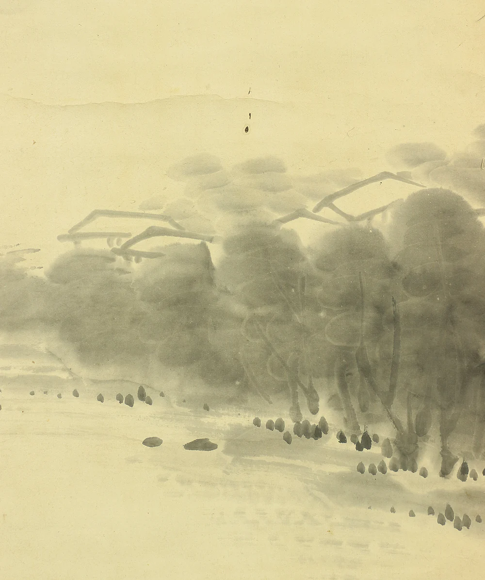 岡田半江 Okada Hanko (1782-1846) Japanese antique art kakejiku kakemono wall hanging scroll / Rainy Riverside Sansui Landscape RA653 - Image 8