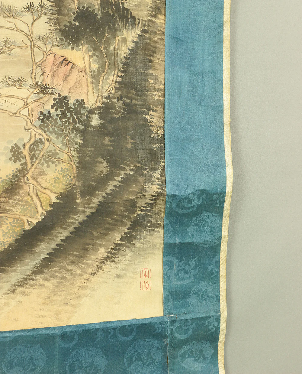 岡田半江 Okada Hanko (1782-1846) Japanese antique art kakejiku kakemono wall hanging scroll / Sansui Landscapes Village in Mountains and Wise Man on Bridge RB909 - Image 27