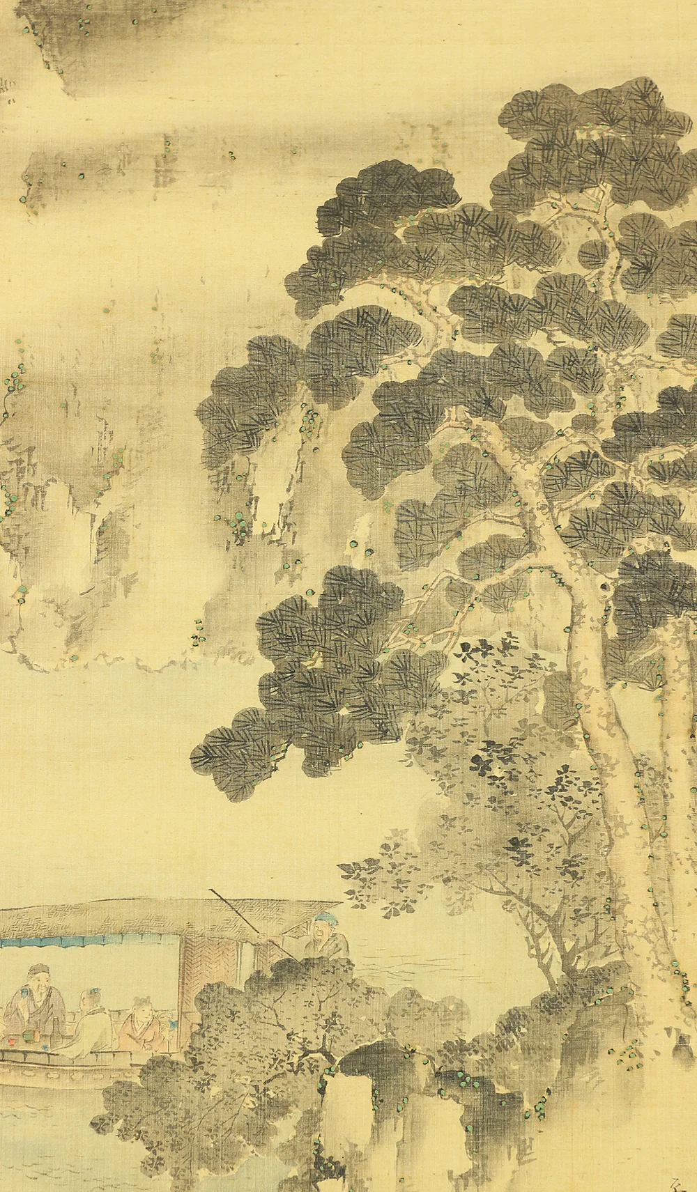 岡島清曠 Okajima Seiko (1828-1877) Japanese art kakejiku kakemono wall hanging scroll / 赤壁山水 Red Cliff Landscape - Sightseeing Boat under Moon and Cliff with Box RB554 - Image 10