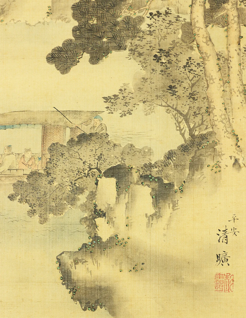 岡島清曠 Okajima Seiko (1828-1877) Japanese art kakejiku kakemono wall hanging scroll / 赤壁山水 Red Cliff Landscape - Sightseeing Boat under Moon and Cliff with Box RB554 - Image 13