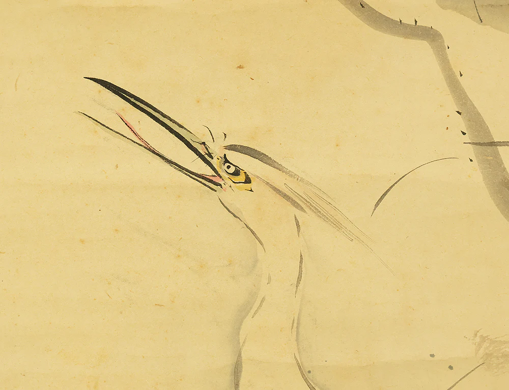 岡本秋暉 Okamoto Shuki (1807-1862) Japanese kakejiku kakemono wall hanging scroll / Lotus and Two Herons with Box RE207 - Image 10