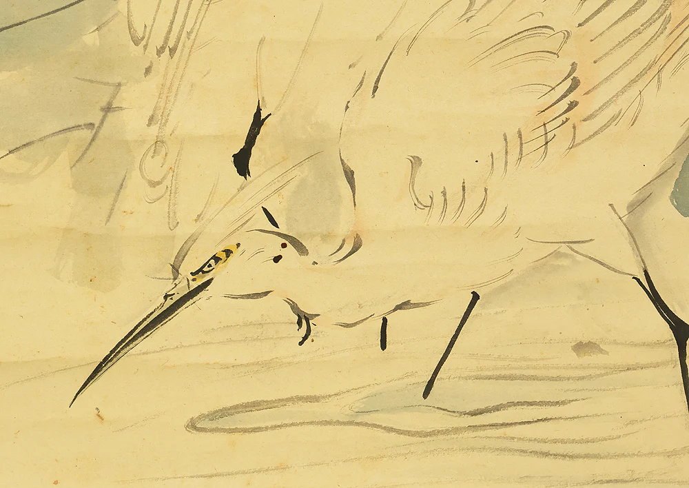 岡本秋暉 Okamoto Shuki (1807-1862) Japanese kakejiku kakemono wall hanging scroll / Lotus and Two Herons with Box RE207 - Image 12