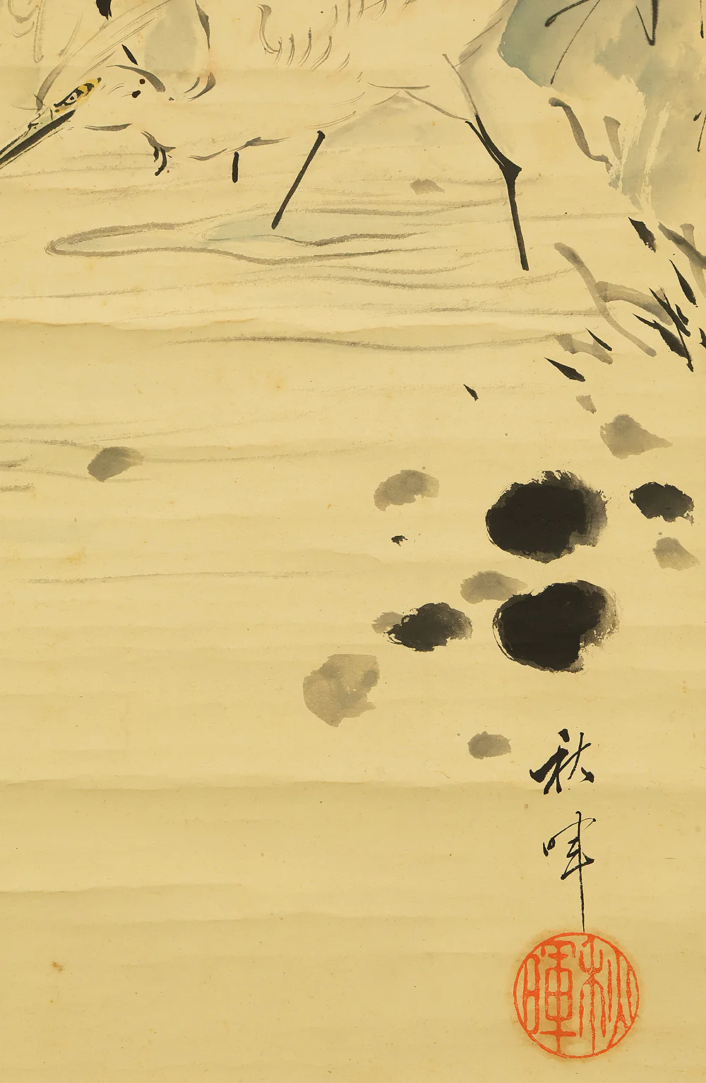 岡本秋暉 Okamoto Shuki (1807-1862) Japanese kakejiku kakemono wall hanging scroll / Lotus and Two Herons with Box RE207 - Image 14