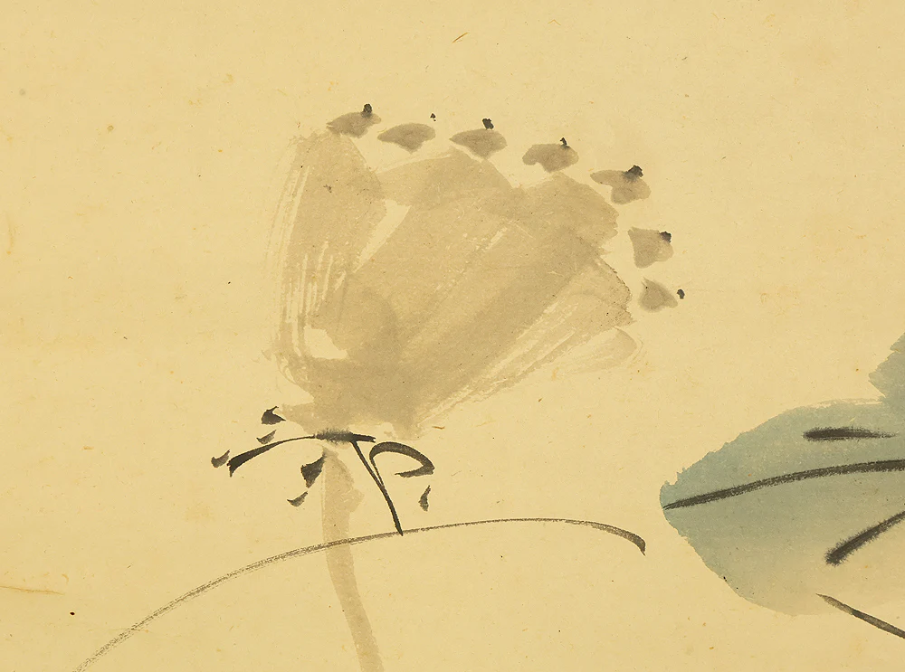岡本秋暉 Okamoto Shuki (1807-1862) Japanese kakejiku kakemono wall hanging scroll / Lotus and Two Herons with Box RE207 - Image 6