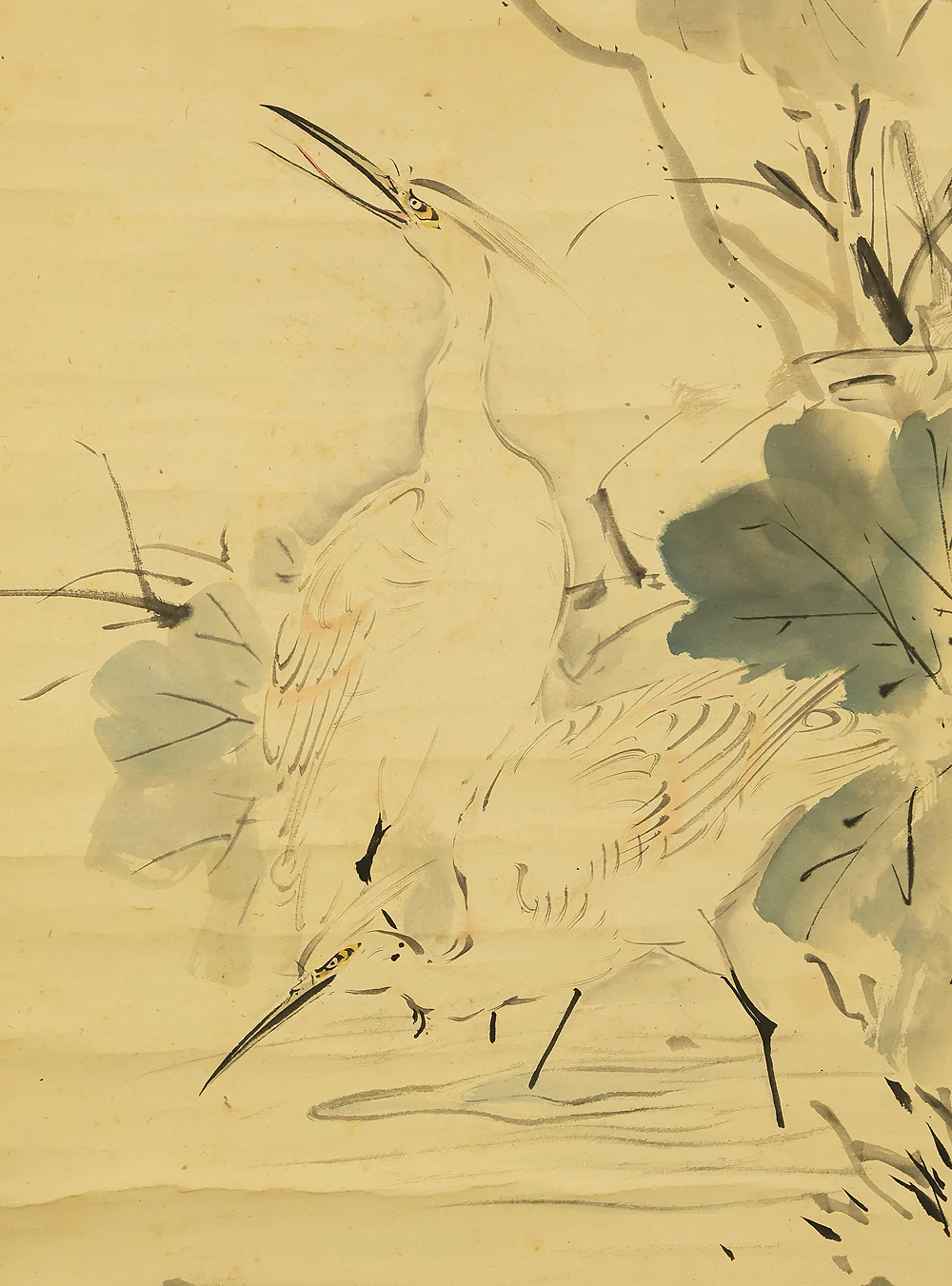 岡本秋暉 Okamoto Shuki (1807-1862) Japanese kakejiku kakemono wall hanging scroll / Lotus and Two Herons with Box RE207 - Image 9