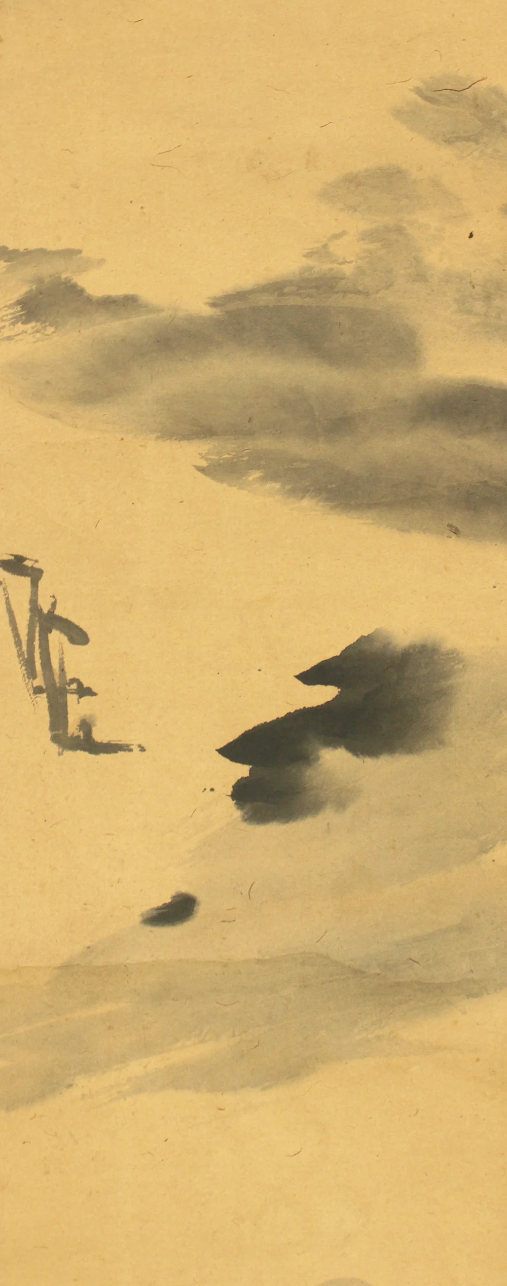奥原晴湖 Okuhara Seiko (1837-1913) Japanese art Paired kakejiku kakemono wall hanging scrolls / Twin Cranes, Willows and Arbor Landscape RC984 - Image 17