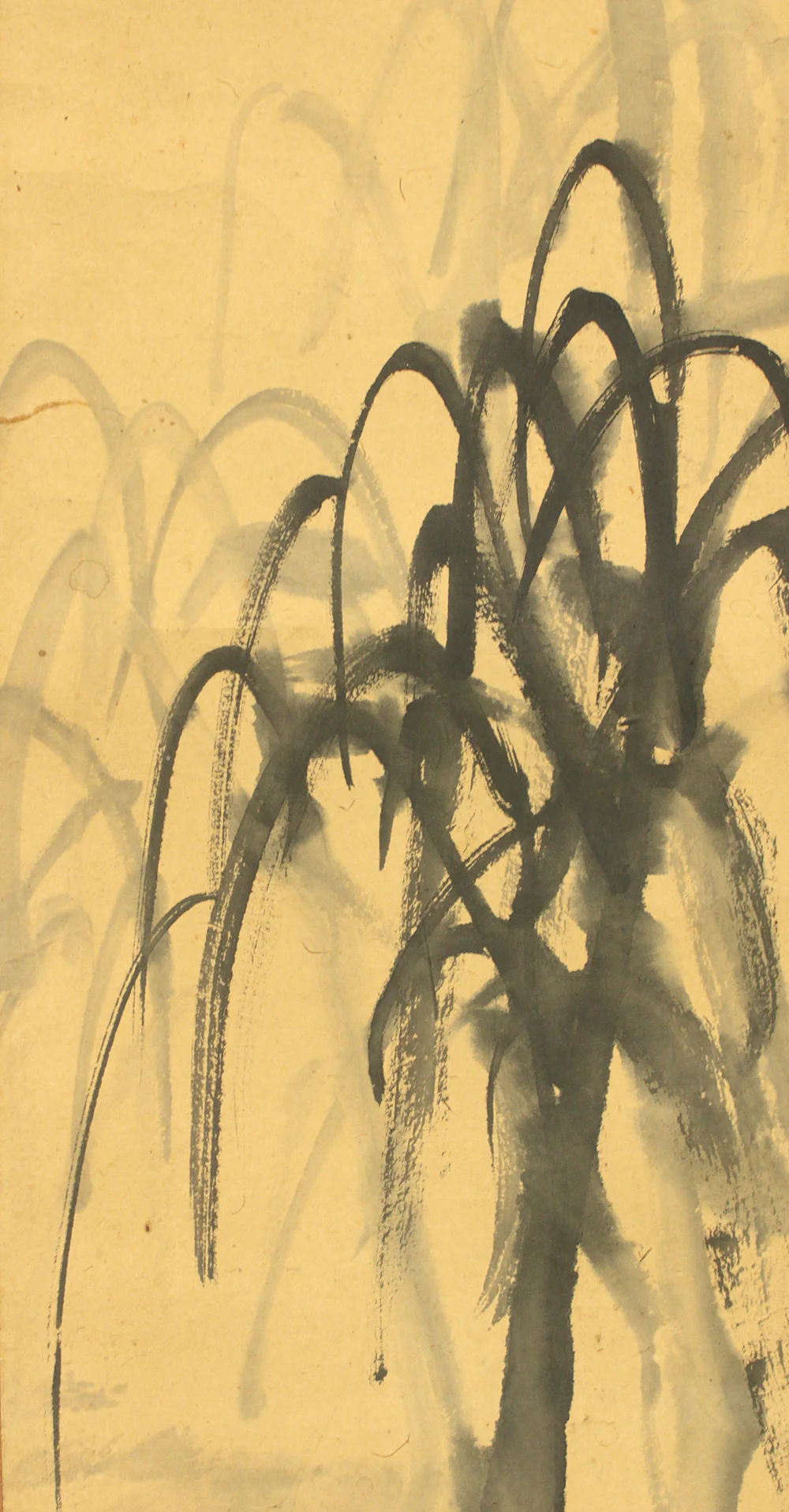 奥原晴湖 Okuhara Seiko (1837-1913) Japanese art Paired kakejiku kakemono wall hanging scrolls / Twin Cranes, Willows and Arbor Landscape RC984 - Image 19