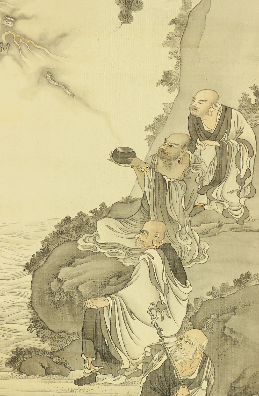 奥村恭法 Okumura Kyoho (b1865) Japanese art kakejiku kakemono wall hanging scroll / 十六羅漢 Juroku Rakan with Original Box (Tomobako) RB859 - Image 11