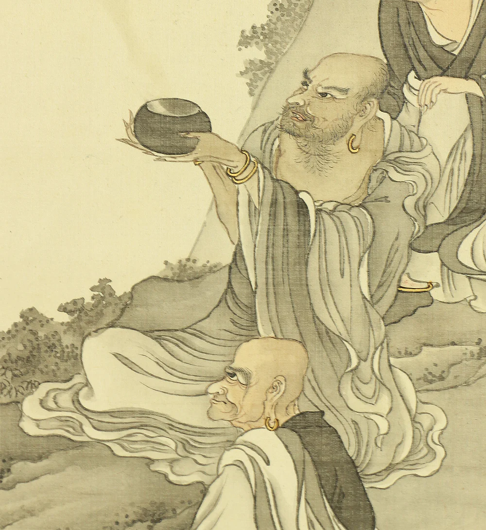 奥村恭法 Okumura Kyoho (b1865) Japanese art kakejiku kakemono wall hanging scroll / 十六羅漢 Juroku Rakan with Original Box (Tomobako) RB859 - Image 13