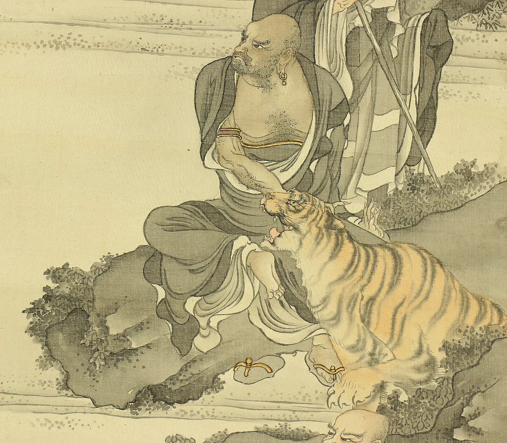 奥村恭法 Okumura Kyoho (b1865) Japanese art kakejiku kakemono wall hanging scroll / 十六羅漢 Juroku Rakan with Original Box (Tomobako) RB859 - Image 18