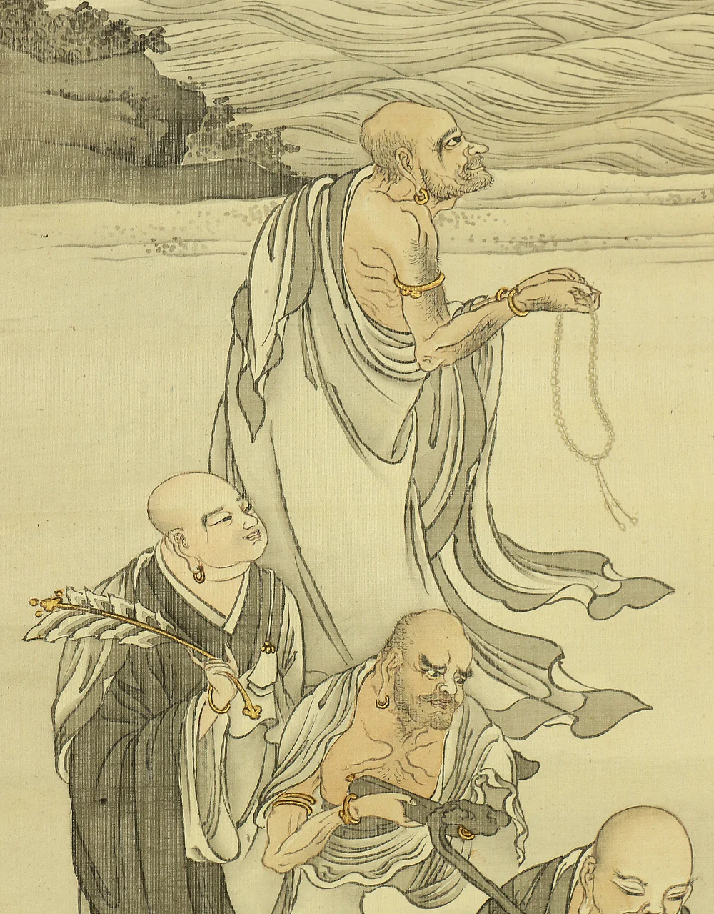 奥村恭法 Okumura Kyoho (b1865) Japanese art kakejiku kakemono wall hanging scroll / 十六羅漢 Juroku Rakan with Original Box (Tomobako) RB859 - Image 21