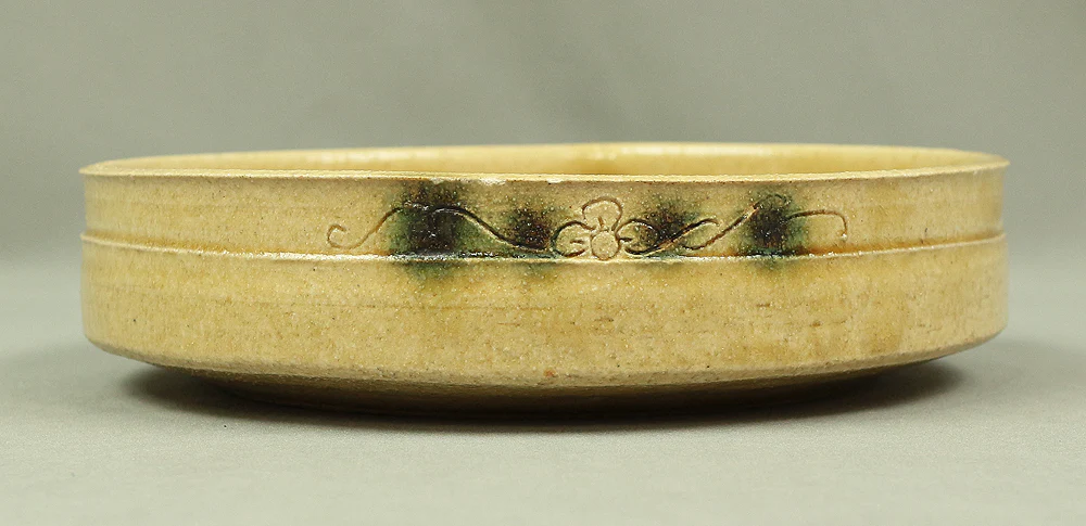 大倉真汝 Okura Shinjo 黄瀬戸 Kiseto (Yellow Seto) Bowl "Turnip design" Japanese tea ceremony utensil with Original Box / Tomobako V582 - Image 9