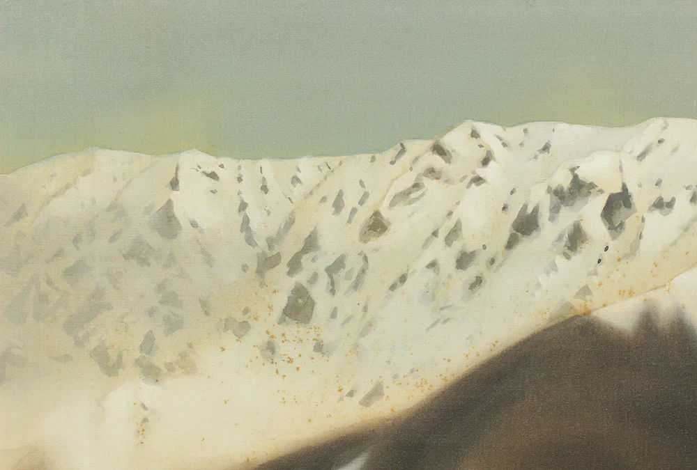 大島祥丘 Oshima Shokyu (1907-1996) Japanese art kakejiku kakemono wall hanging scroll / Scenery of Mt. Daisen in Winter with Original Box (Tomobako) RC963 - Image 11