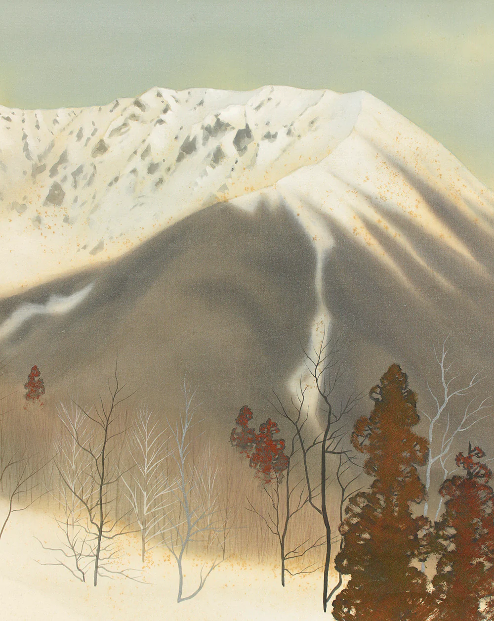 大島祥丘 Oshima Shokyu (1907-1996) Japanese art kakejiku kakemono wall hanging scroll / Scenery of Mt. Daisen in Winter with Original Box (Tomobako) RC963 - Image 5