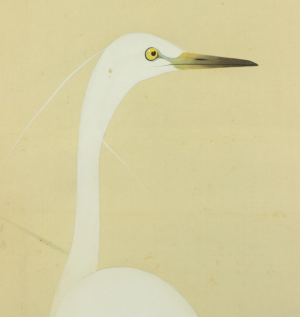 大島祥丘 Oshima Shokyu (1907-1996) Japanese art kakejiku kakemono wall hanging scroll / White Heron Egret on Waterfront with Box RA373 - Image 8
