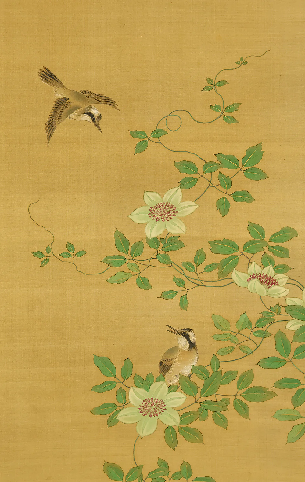 酒井抱一 Sakai Hoitsu (1761-1828) Japanese art kakejiku kakemono wall hanging scroll / Cretimus and Two Little Birds RE140 - Image 5