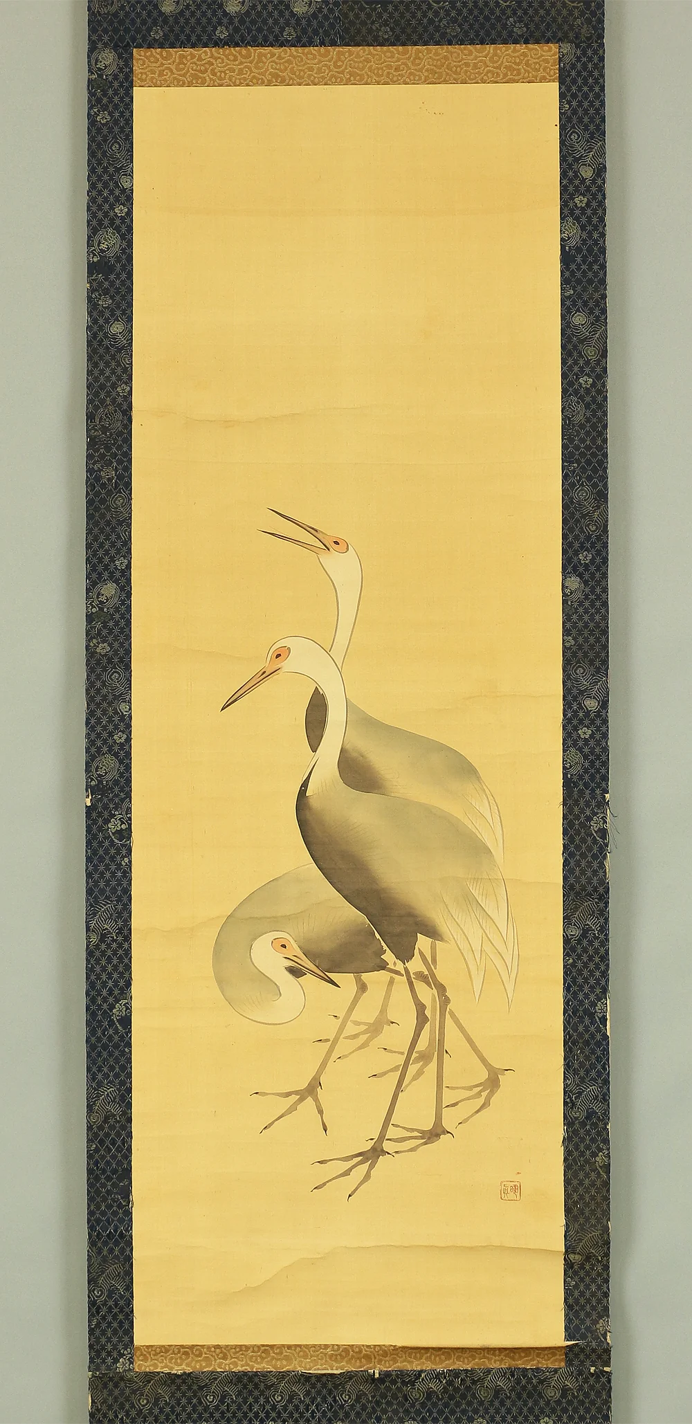 酒井抱一 Sakai Hoitsu (1761-1828) Japanese art kakejiku kakemono wall hanging scrolls / Crane and Tortoise Rising Sun Pine Bamboo Plum with Box RB421 - Image 2