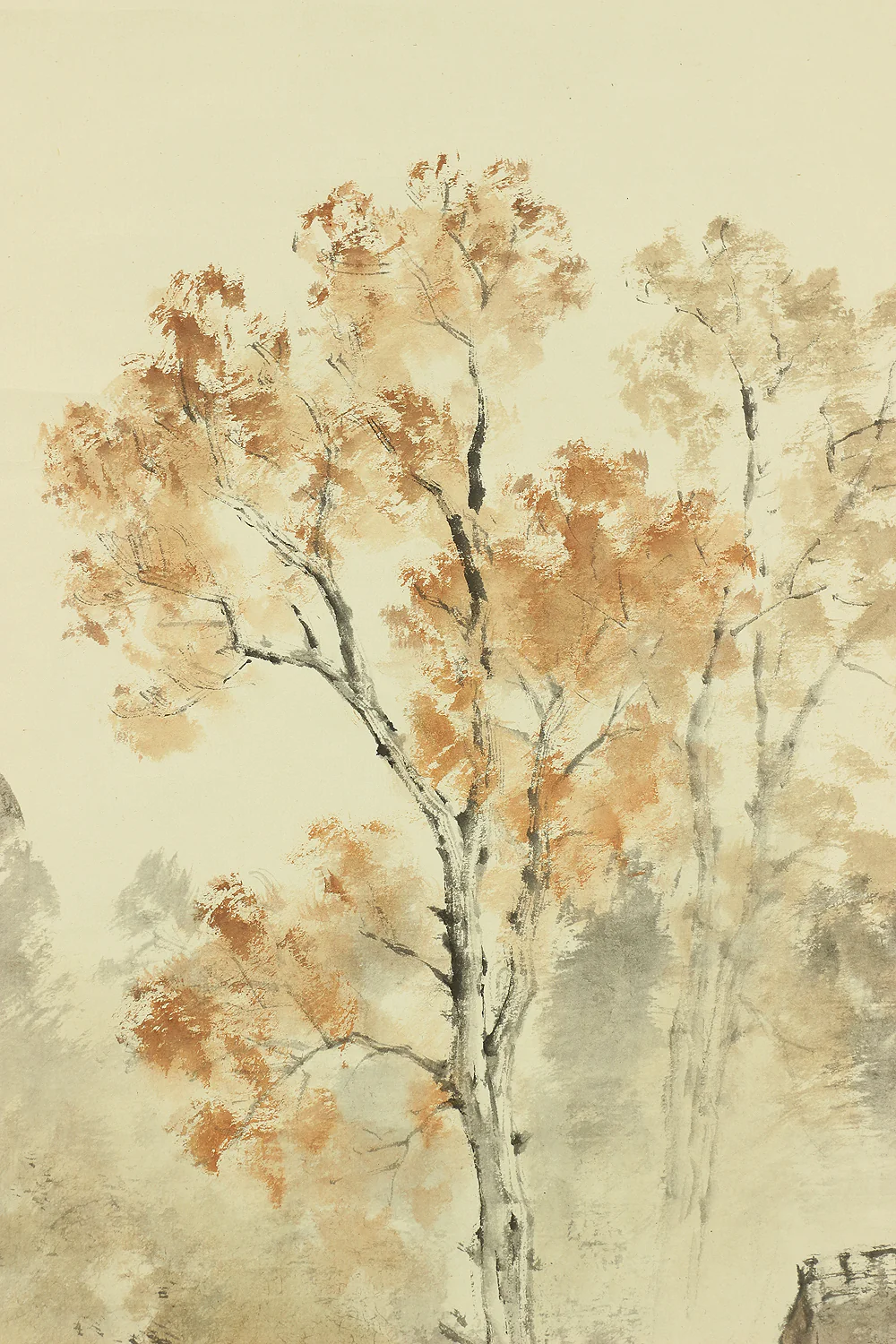 佐藤古岫 Sato Koshu Japanese art kakejiku kakemono wall hanging scroll / Autumn Landscape Old House in Mountains with Original Box (Tomobako) RC606 - Image 8